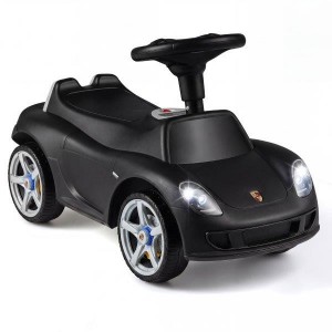 Paspiriamas licencijuotas automobiliukas vaikams Porsche su garso signalu ir priekiniais žibintais (Juodas)